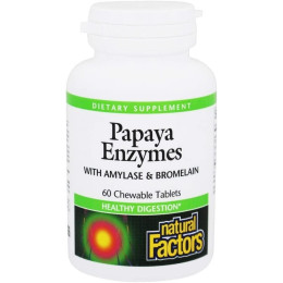 Жувальні ферменти папайї   Papaya Enzymes with Amylase & Bromelain, 60 Chewable Tablets Natural Factors