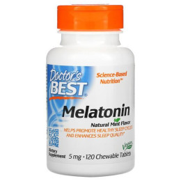 Мелатонин Doctor's Best Melatonin Natural Mint Flavor 5 mg 120 Chewable Tablets Doctor's Best