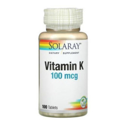 Вітамін К Solaray Vitamin K 100 mcg 100 Tablets Solaray