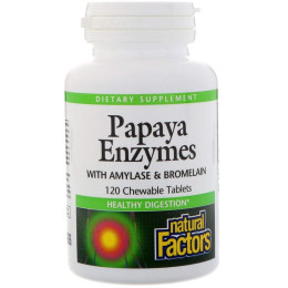 Ферменты папайи Natural Factors Papaya Enzymes with Amylase & Bromelain 120 Chewable Tablets Natural Factors