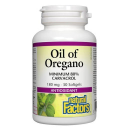 Олія орегано Natural Factors Oil Of Oregano 180 mg 30 Softgels Natural Factors