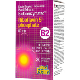 BioCoenzymated, B2, Riboflavin 5'-Phosphate , 50 mg, 30 Vegetarian Capsules Natural Factors