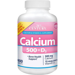 Calcium 500 + D3 200iu 400 Caplets 21st Century