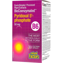 Вітамін BioCoenzymated, B6, Pyridoxal 5'-Phosphate, 50 mg, 30 Vegetarian Capsules Natural Factors