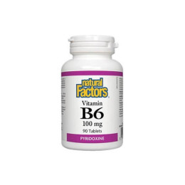 Вітамін Vitamin B6, Pyridoxine HCl, 100 mg, 90 Tablets Natural Factors