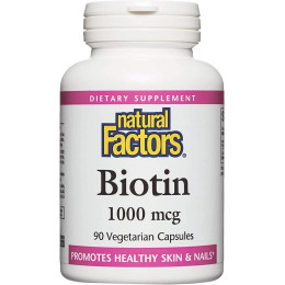 Біотин Biotin, 1,000 mcg, 90 Vegetarian Capsules Natural Factors