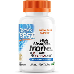 Залізо High Absorption Iron With Ferrochel, 27 mg, 120 Tablets Doctor's s Best