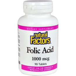 Фолиевая кислота Natural Factors Folic Acid 1000 mcg 90 Tablets Natural Factors