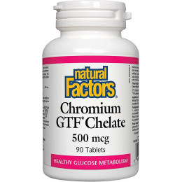 Хром Chromium GTF Chelate 500 mcg 90 Tablets Natural Factors