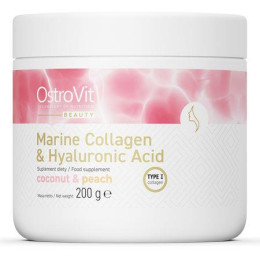 Морской коллаген + гиалуроновая кислота + витамин C кокос-персик OstroVit (Marine Collagen + Hyaluronic Acid + Vitamin C) 200 г