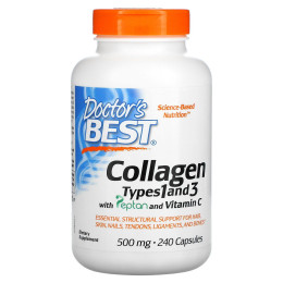 Коллаген 1 и 3 типа Doctor's Best (Collagen types 1 and 3) 500 мг 240 капсул