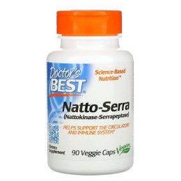 Наттокиназа и серрапептаза, Natto-Serra, Doctor's Best, 90 вегетарианских капсул