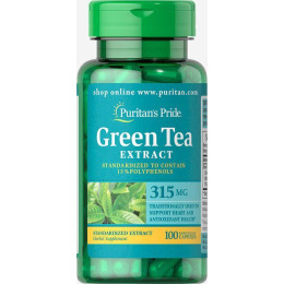 Стандартизований екстракт зеленого чаю, Green Tea Standardized Extract, Puritan's Pride, 315 мг, 100 капсул