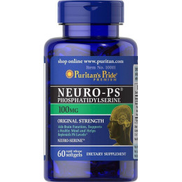 Нейро-PS (фосфатидилсерин), Neuro-PS (Phosphatidylserine), Puritan's Pride, 100 мг, 60 капсул