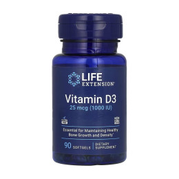 Vitamin D3 25 mcg (1000 IU) - 90 softgels Life Extension