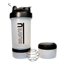 Shaker with containers 3 in 1 - 600ml Transparent Brave