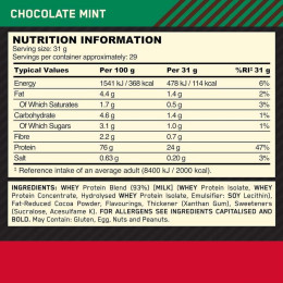 Протеїн Optimum Nutrition Gold Standard 100% Whey 908g (Chocolate Mint) EU Optimum Nutrition