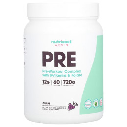 Предтренировочный комплекс Nutricost Women, Pre-Workout Complex With B-Vitamins & Folate 720 g (Grape) Nutricost