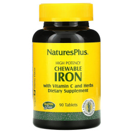 Железо с витамином С Nature's Plus (Iron with Vitamin C) 90 жевательных таблеток со вкусом вишни