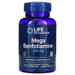 Бенфотиамин, Mega Benfotiamine, Life Extension, 250 мг, 120 капсул на рослинній основі