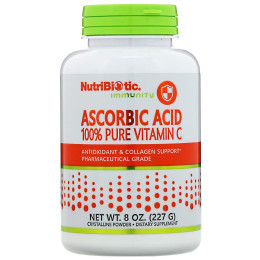 Аскорбиновая кислота 100% чистый витамин С кристаллический порошок NutriBiotic (Ascobic Acid) 227 г