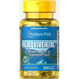 Олія печінки тріски, Cod Liver Oil, Puritan's Pride, 415 мг, 100 капсул