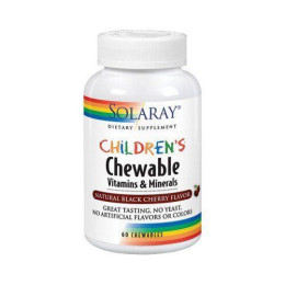 Мультивитамины для детей Solaray (Children's Chewable Vitamins & Minerals) 60 жевательных таблеток со вкусом вишни