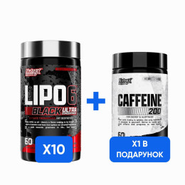 Combo Lipo 6 Black Ultra Concentrate - 60 caps х 10шт + Caffeine - 60 caps х 1шт - В ПОДАРУНОК! Nutrex