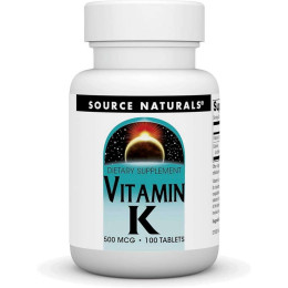 Vitamin K, 500 mcg, 100 Tablets Source Naturals