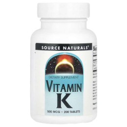 Vitamin K, 500 mcg, 200 Tablets Source Naturals