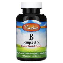 Витамины группы В 50 Carlson B Compleet 50, 100 Tablets Carlsson