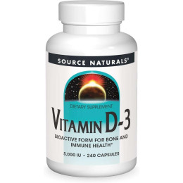 Vitamin D-3, 5,000 IU (125 mcg), 240 Capsules Source Naturals