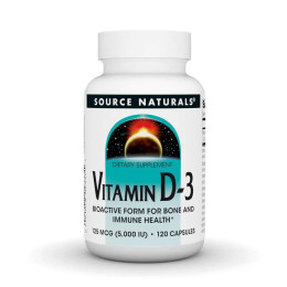 Vitamin D-3, 5,000 IU (125 mcg), 120 Capsules Source Naturals