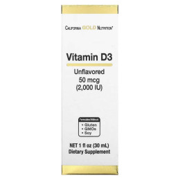 Vitamin D3, Unflavored, 2,000 IU (30 ml) California Gold Nutrition