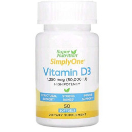 Витамин D3 Super Nutrition Vitamin D3 50,000 IU 50 Softgels Super Nutrition