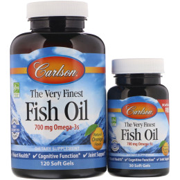 Рыбий жир Carlson Labs (Fish oil) 700 мг 120+30 капсул со вкусом апельсина