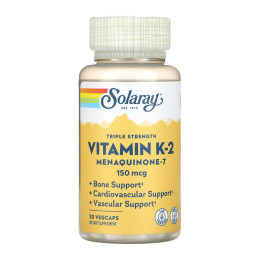 Triple Strength Vit K-2 MK-7 150mcg - 30 veg caps Solaray