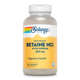 High Potency Betaine HCl with Pepsin 650mg - 250 veg caps Solaray