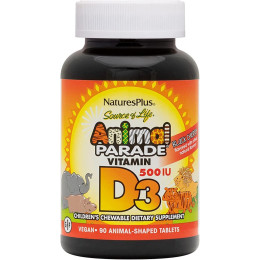 Animal Parade, Vitamin D3, Black Cherry, 500 IU, 90 Animal-Shaped Tablets Nature's Plus