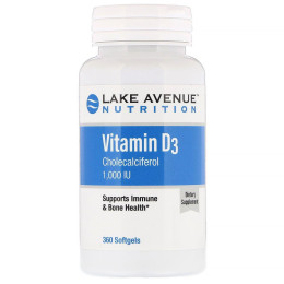 Витамин Д3 Vitamin D3 1000 IU 360 softgels Lake Avenue Nutrition