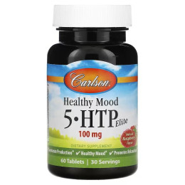 5-гидрокситриптофан Carlson Healthy Mood, 5-HTP Elite, Natural Raspberry, 100 mg, 60 Tablets (50 mg per Carlsson