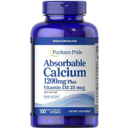 Абсорбуючий кальцій з вітаміном D3, Absorbable Calcium with Vitamin D3, Puritan's Pride, 1200 мг, 1000 МО, 100 капсул