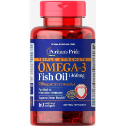 Омега-3 риб'ячого жиру потрійної сили Puritan's Pride (Omega-3 Fish Oil) 1360 мг 60 м'яких капсул