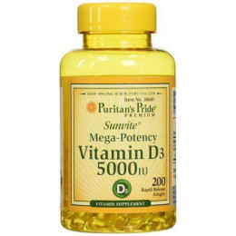 Вітамін D3 Puritan's Pride (Vitamin D3) 5000 МО 200 капсул