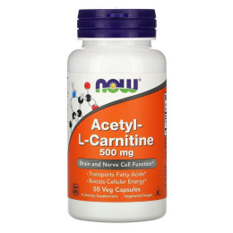 Ацетил-Л-карнітин Now Foods (Acetyl-L-Carnitine) 500 мг 50 капсул