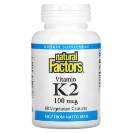 Вітамін К2, Vitamin K2, Natural Factors, 100 мкг, 60 вегетаріанських капсул