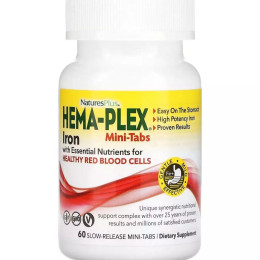 Залізо Natures Plus (Hema-Plex Iron with Essential Nutrients for Healthy Red Blood Cells) 60 міні-таблеток