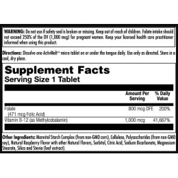 Folic Acid Methyl B-12 800mcg - 60 tabs Raspberry KAL