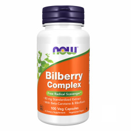 Черничный комплекс, Bilberry Complex 80mg - 100 vcaps Now Foods