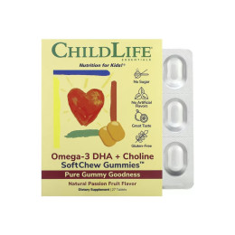 Omega-3 DHA + Choline - 27 tabs Natural Passion Fruit ChildLife Essentials